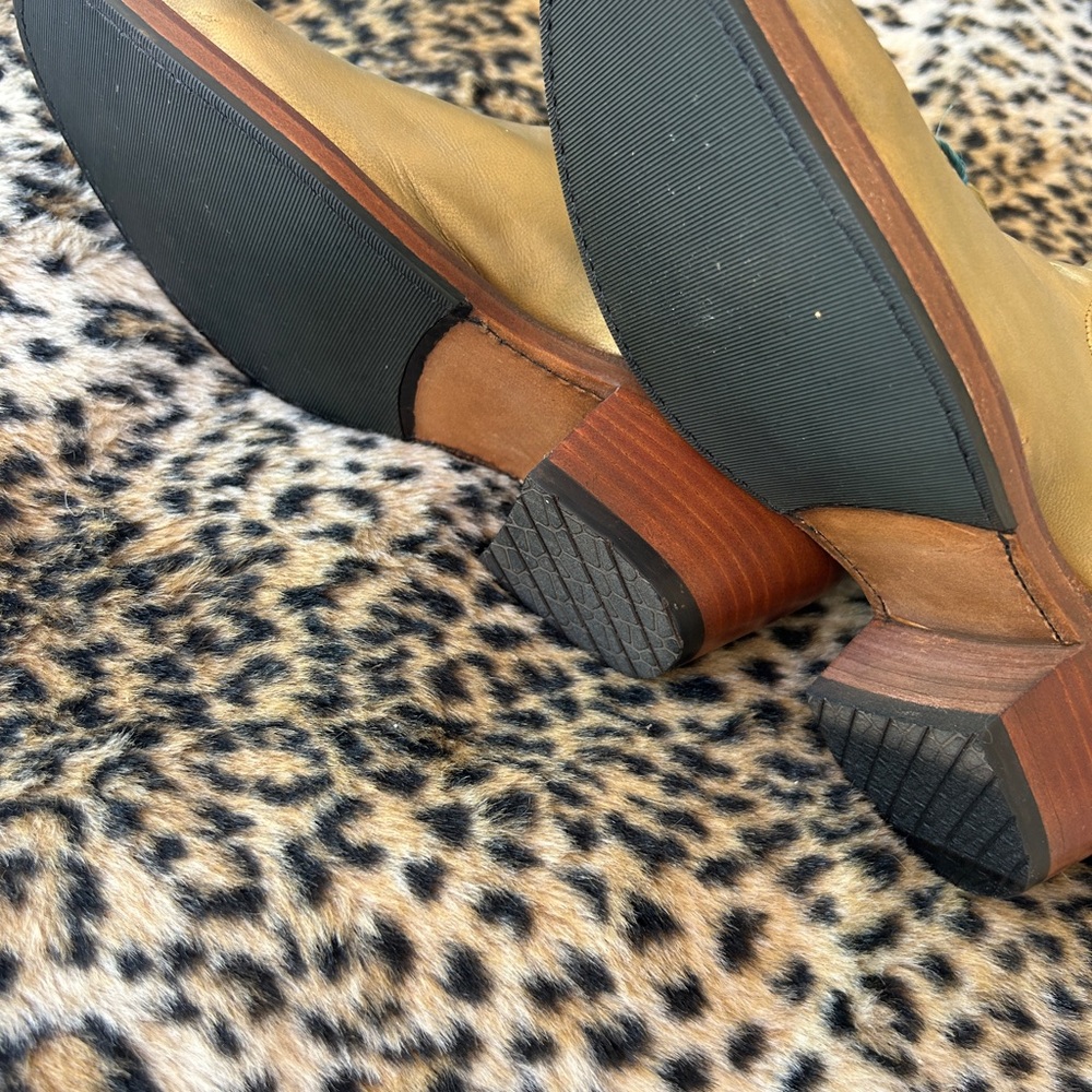 GOLD Leather Ankle Boots with Stacked Heel Chelsea 7 PS Kaufmann - Picture 3 of 4